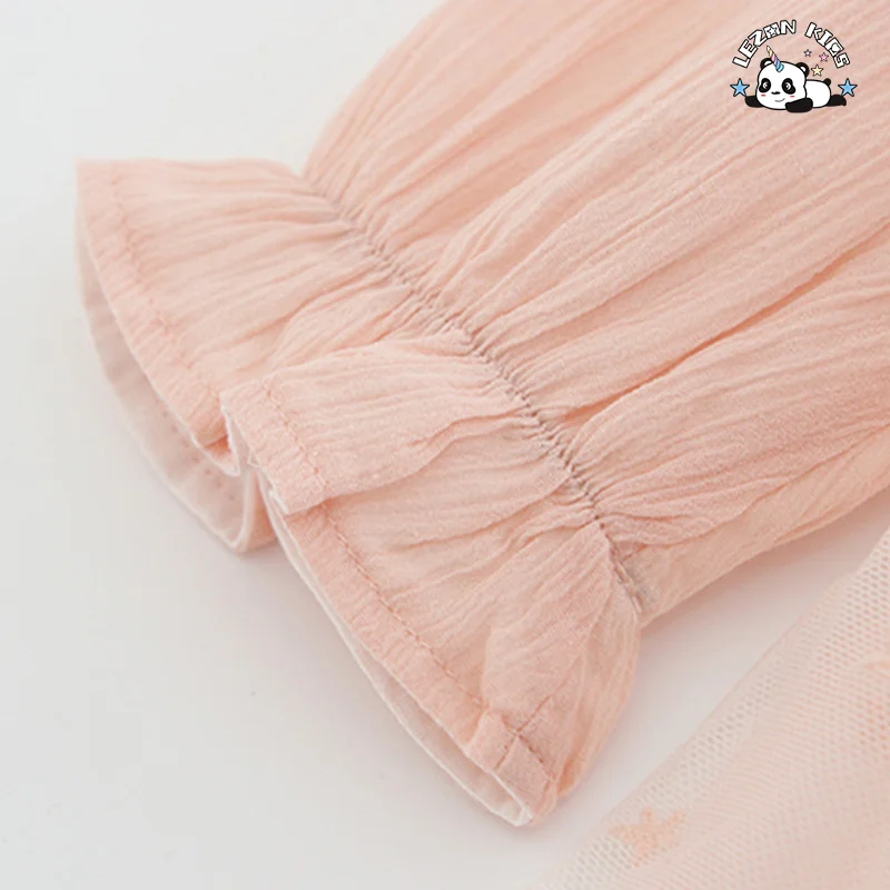 LEZONKIDS - Customized Long Sleeve Casual Cute Pink Baby Girl Tulle Winter Kids Dresses for Girls
